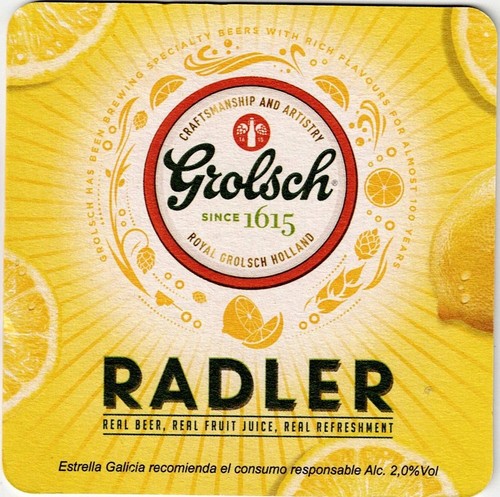 Grolsch radler beer mat - radler,