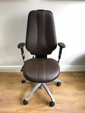 BROWN LEATHER RH400 ELEGANCE FULLY ERGONOMIC OFFICE TASK CHAIRS.