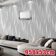 Silver Grey 3D Damask Wave