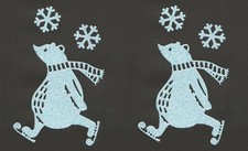 2 x Large Christmas Die Cuts Polar Bear & Snowflakes - Ice Blue Sparkly Glitter 