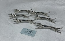6 French Dog Hound Metal Cutlery Dine Chopstick Rests Rest Vintage Table Party