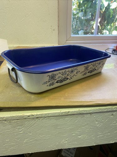 Vintage enamel roasting tin - roasting,