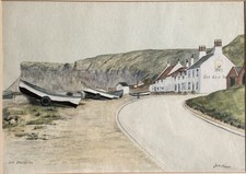 Old Saltburn_ Watercolor Painting Framed Ready To Hang