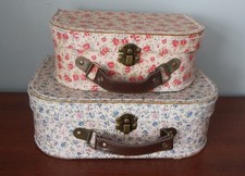 Pair of Small Vintage style Floral Suitcases - Stackable