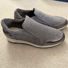 Carvela Flat Shoes Women's UK 6 Grey  Slip On Embellished Casual Trainer