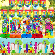 NUMBER BLOCKS Decoration Balloon party banner table cover plate cups supplies