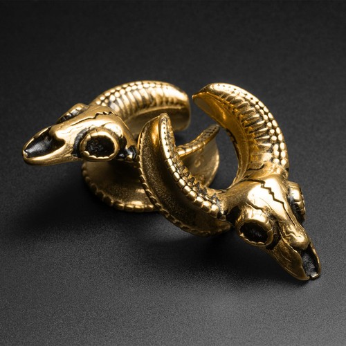 Ram skull gold - ram, saddle