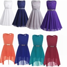 Flower Girls Dresses Princess Party Lace Chiffon Dress Bridesmaid Wedding Gown 