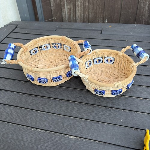 Vintage wicker basket with - basket,
