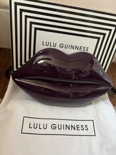 Lulu Guinness Lips Clutch Bag In Damson Purple With Original Box And Dust Bag