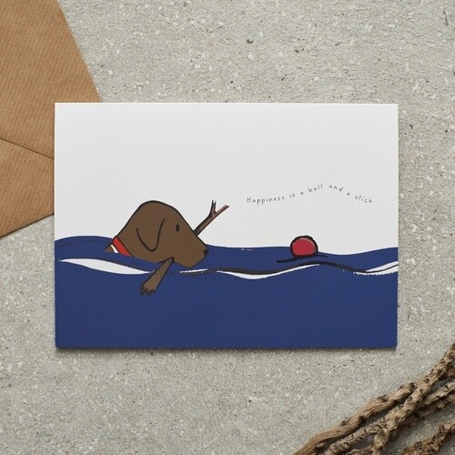 Swimming labrabor dog greeting - swimming,