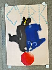 Vintage POLISH CYRK CIRCUS POSTER Acrobat Bears 1968 Andrzej Krzysztoforski