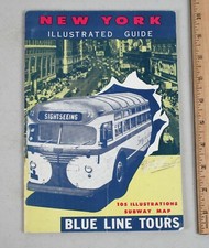 Vintage 1950s Blue Line Bus