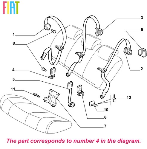 Genuine fiat rear seat belt - rear,