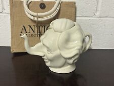 White 1980s Margaret Thatcher Teapot After The "Spitting Image" Puppet Design