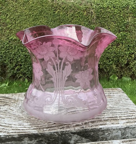 Antique etched cranberry glass - etched,