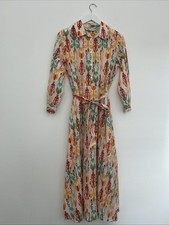 Zara Midi Dress Multicoloured Summer Print Size M Medium 10 12 Green Orange Red