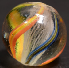 Peewee Latticino German Handmade Antique Marble  Hot Hues Bold Fun 1/2'' 12.1mm