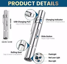 7 in 1 Multi UV Laser Pointer Pen Cat Dog Pet Play Toy Beam USB Rechargeable