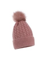 Winter Cable Pattern Knitted Beanie Faux Fur Bobble Hat With Liner PomPom Hat