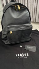 Genuine Gianni Versace Versus Boombox Real Nappa Leather Backpack Black men uni