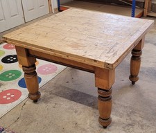 Antique Victorian Rustic Solid Pine Farmhouse Extendable Dining Table
