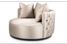 Round swivel luxury sofa in kandola jaipur ivory