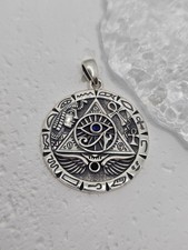 Egyptian Pyramid All-Seeing Eye 925 Sterling Silver Lapis Lazuli Pendant
