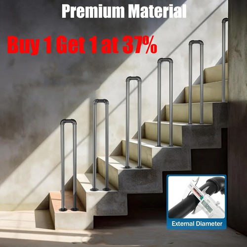 Shaped iron stair handrail - iron,