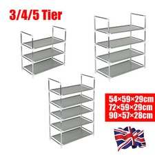 PORTABLE 3/4/5 TIER SHOE RACK STAND COMPACT SPACE SAVING STORAGE ORGANISER SHELF
