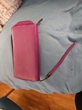 Purple Leather Bifold Zip-Around Purse Large