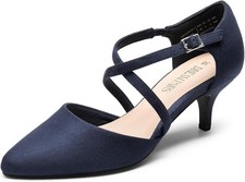 Pointed Toe Mid Kitten Heel Court Shoes Slingback Sandals Dress Pumps Size 6.5