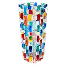 Murano Glass Vase Multi Coloured Hand Painted