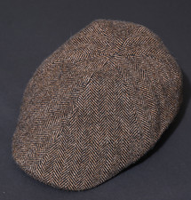 STETSON Flat Driver Cap Hat Mens LARGE Hatteras Wool Herringbone Celebrity 58 L