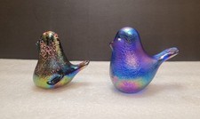 2 Vintage Iridescent Art Glass
