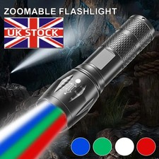 RGB Four Colour Flashlight Black Field  Light Adventure Camping Waterproof UK