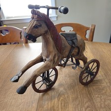  Vintage Carved Wooden Horse