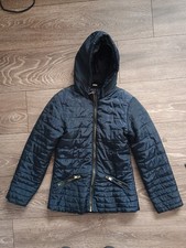 Girls black/navy Tu Autumn parka coat 9-10 years