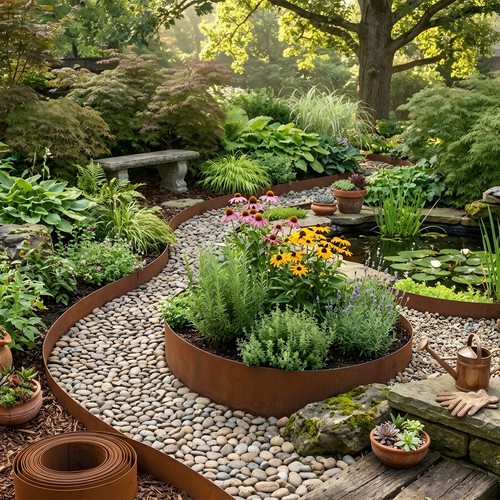 Flexible metal garden border - metal,