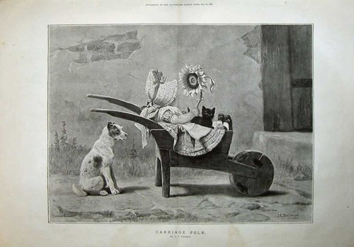 Old antique print 1886 dollman - old,