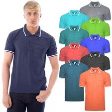 Mens Short Sleeve Pique Polo Shirt Plain Premium Work Tipping With Pocket M-3XL