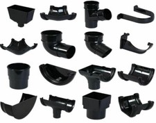 Black Half 112mm Round Plastic UPVC Guttering 68mm Downpipes Rainwater Fittings