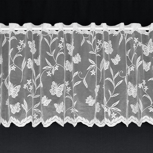 Quality white lace cafe net - white,