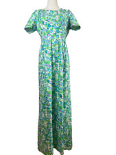 Vintage 70s Donald Campbell At Chatelaine Floral sheen cotton long  Dress 12