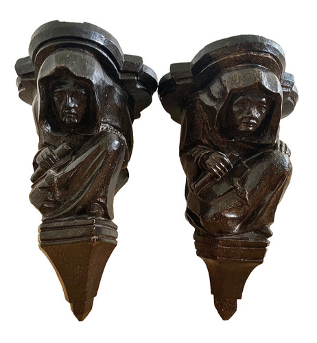 Pair antique 19thc carved - pair,