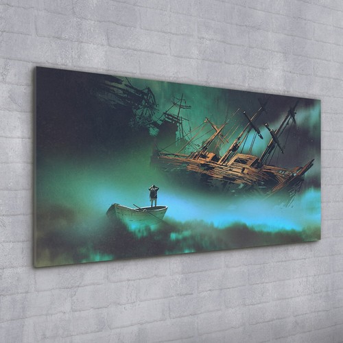 Wall art glass print - glass, boat