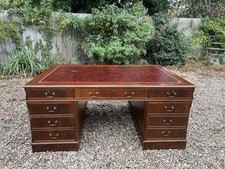 Beautiful Chesterfield Style Oxblood Leather Topped Double Sided Partners Desk