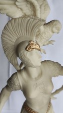 Athena Greek Goddess Statue Alabaster Owl Sword Spear & Medusa Shield White Gold
