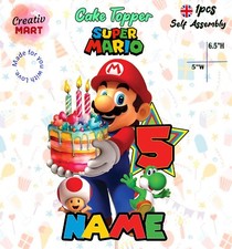 PERSONALISED Super Mario Themed Cake Topper Mario Yoshi Toad VIBRANT COLOURS New