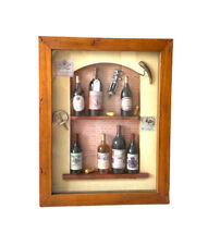 3D Wood Shadow Box  Diorama Collectible Wine Bottles Shelves Brick 16”X13”